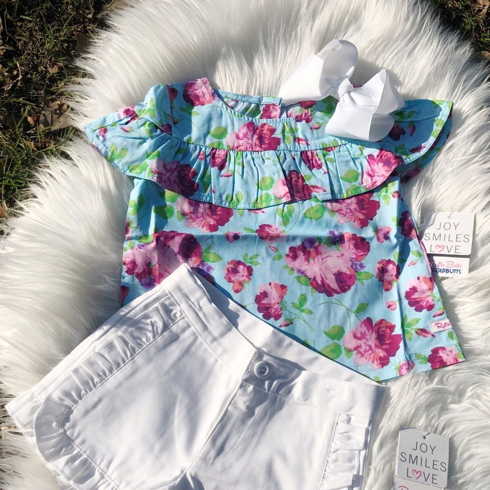 NWT RuffleButts Shoulder Ruffle Top - Picture 2 of 3